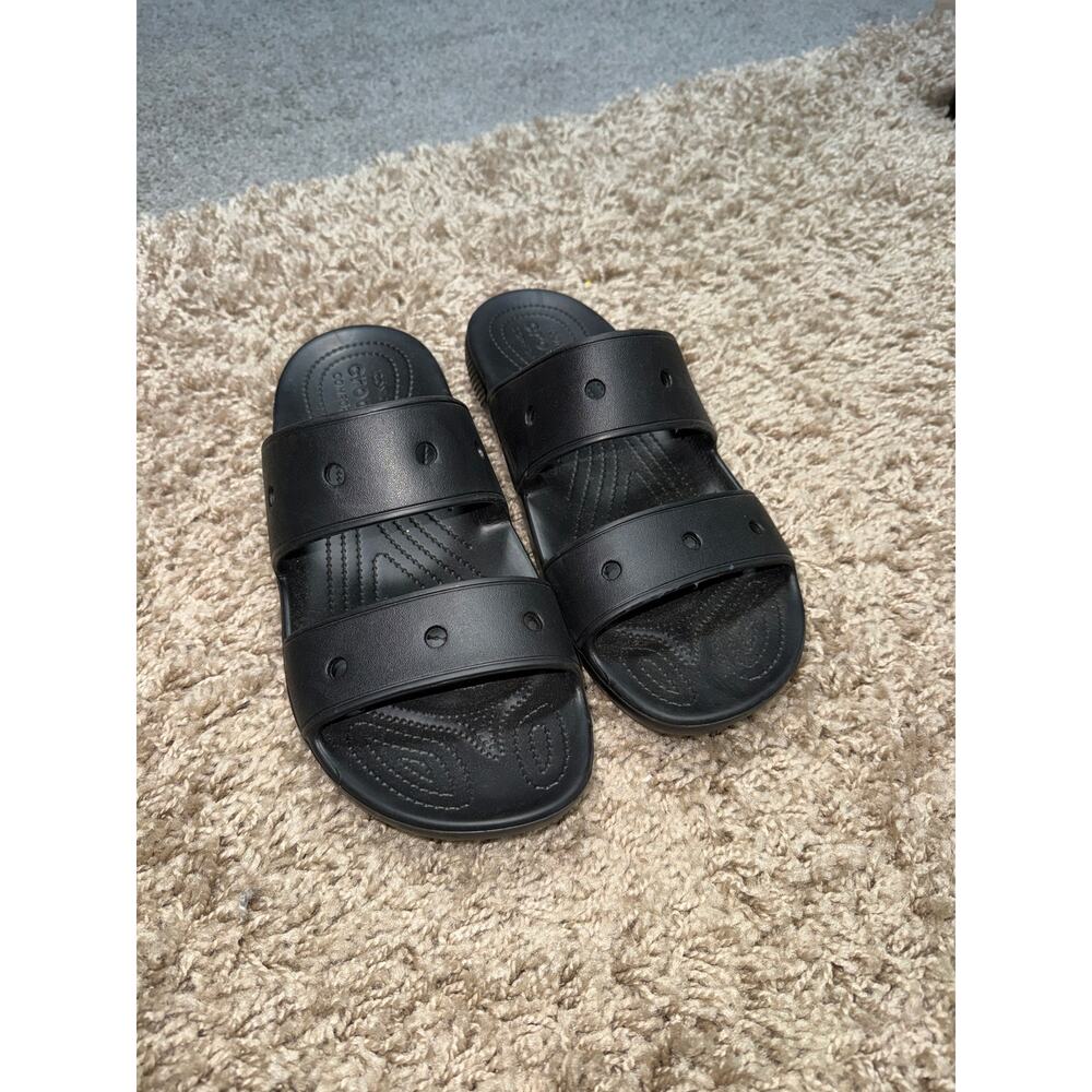 Crocs Unisex Classic Two-Strap Slide Sandals in black men's size 12 - NEW